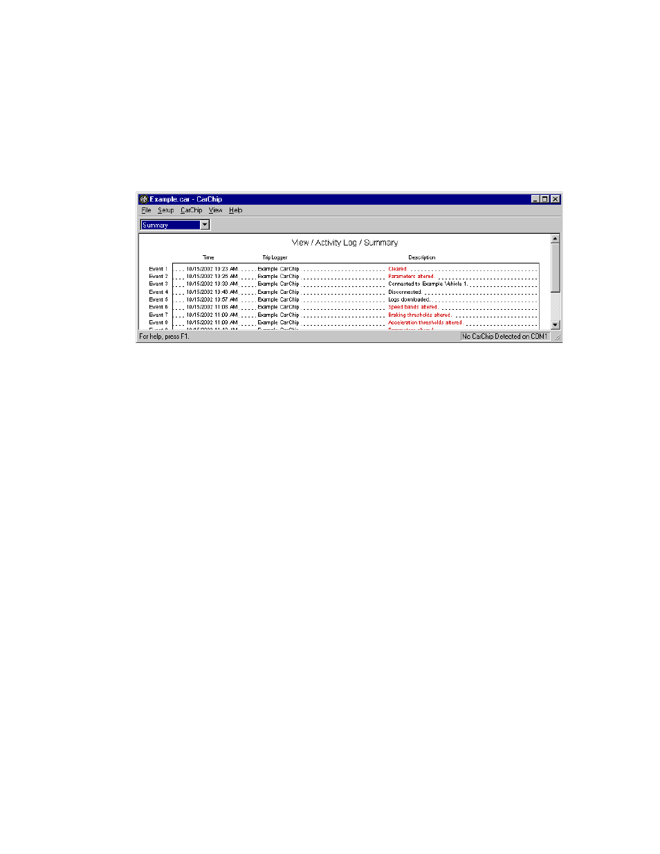 DAVIS CarChip Online Help (8210, 8211, 8220, 8225) User Manual | Page 50 / 67