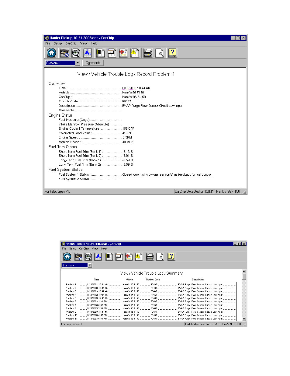 DAVIS CarChip Online Help (8210, 8211, 8220, 8225) User Manual | Page 57 / 67