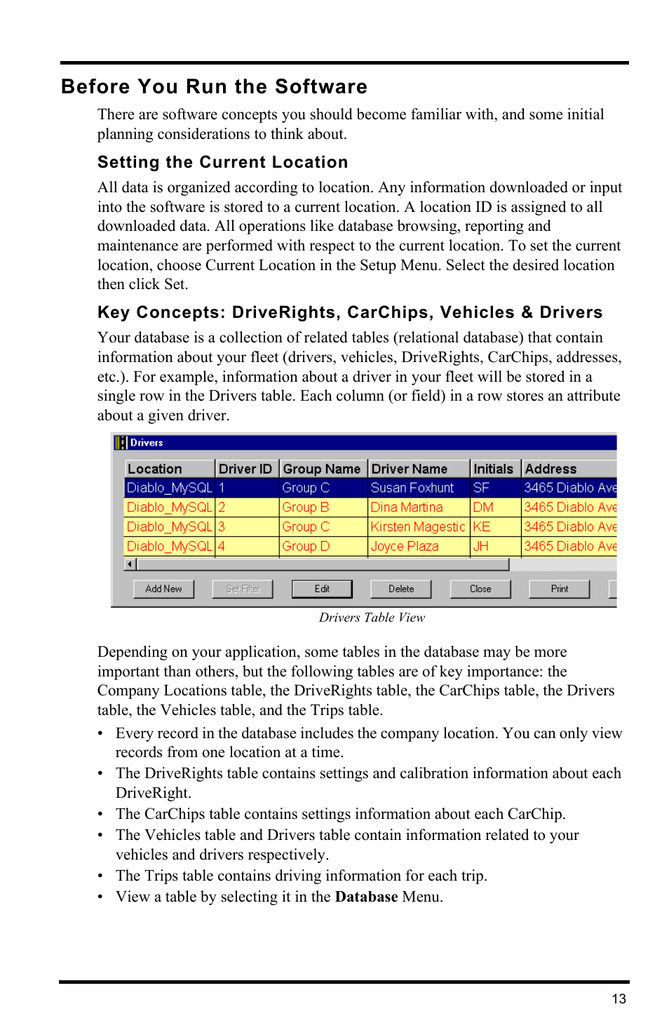 Before you run the software, Setting the current location | DAVIS FMS DriveRight Getting Started Guide (8186) User Manual | Page 17 / 24