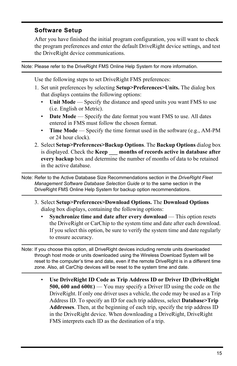 Software setup | DAVIS FMS DriveRight Getting Started Guide (8186) User Manual | Page 19 / 24