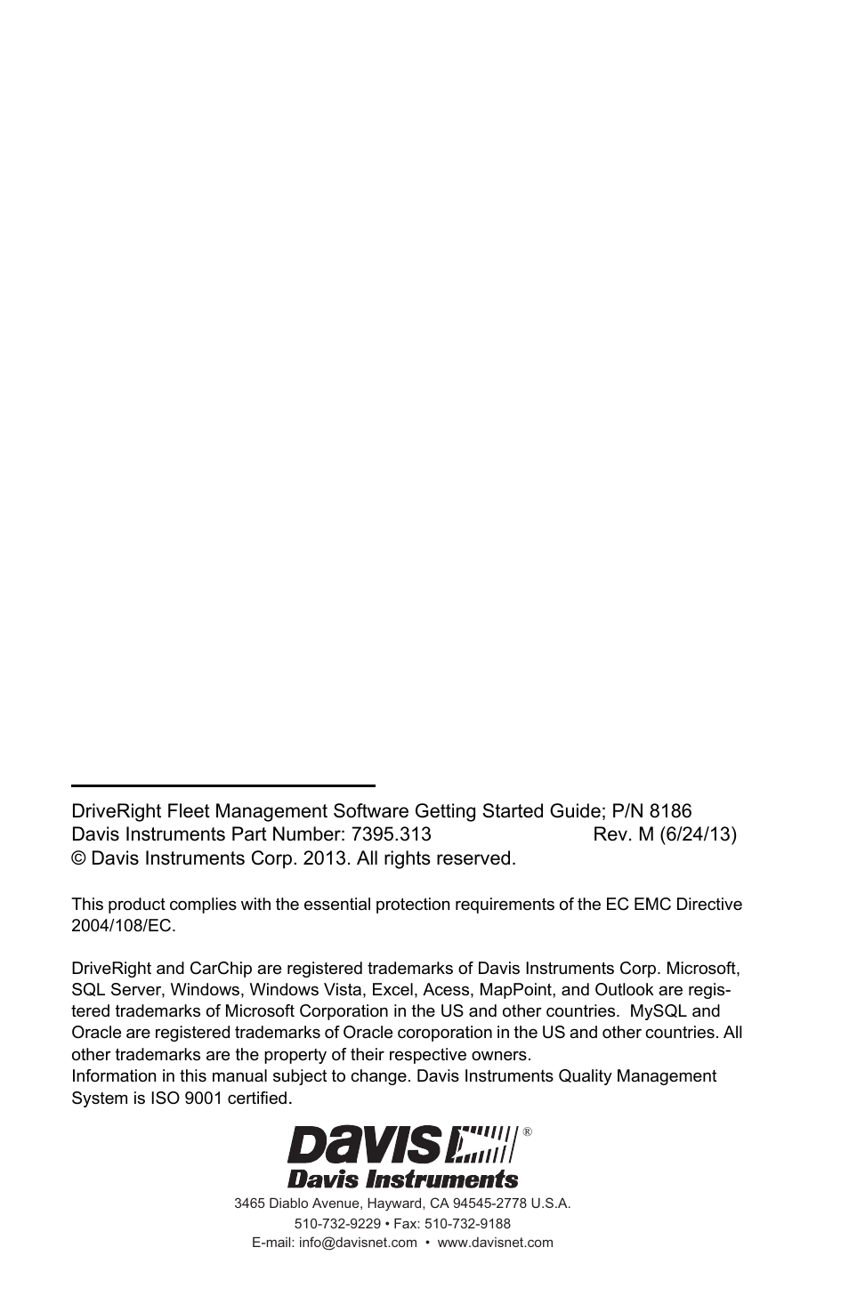 DAVIS FMS DriveRight Getting Started Guide (8186) User Manual | Page 2 / 24