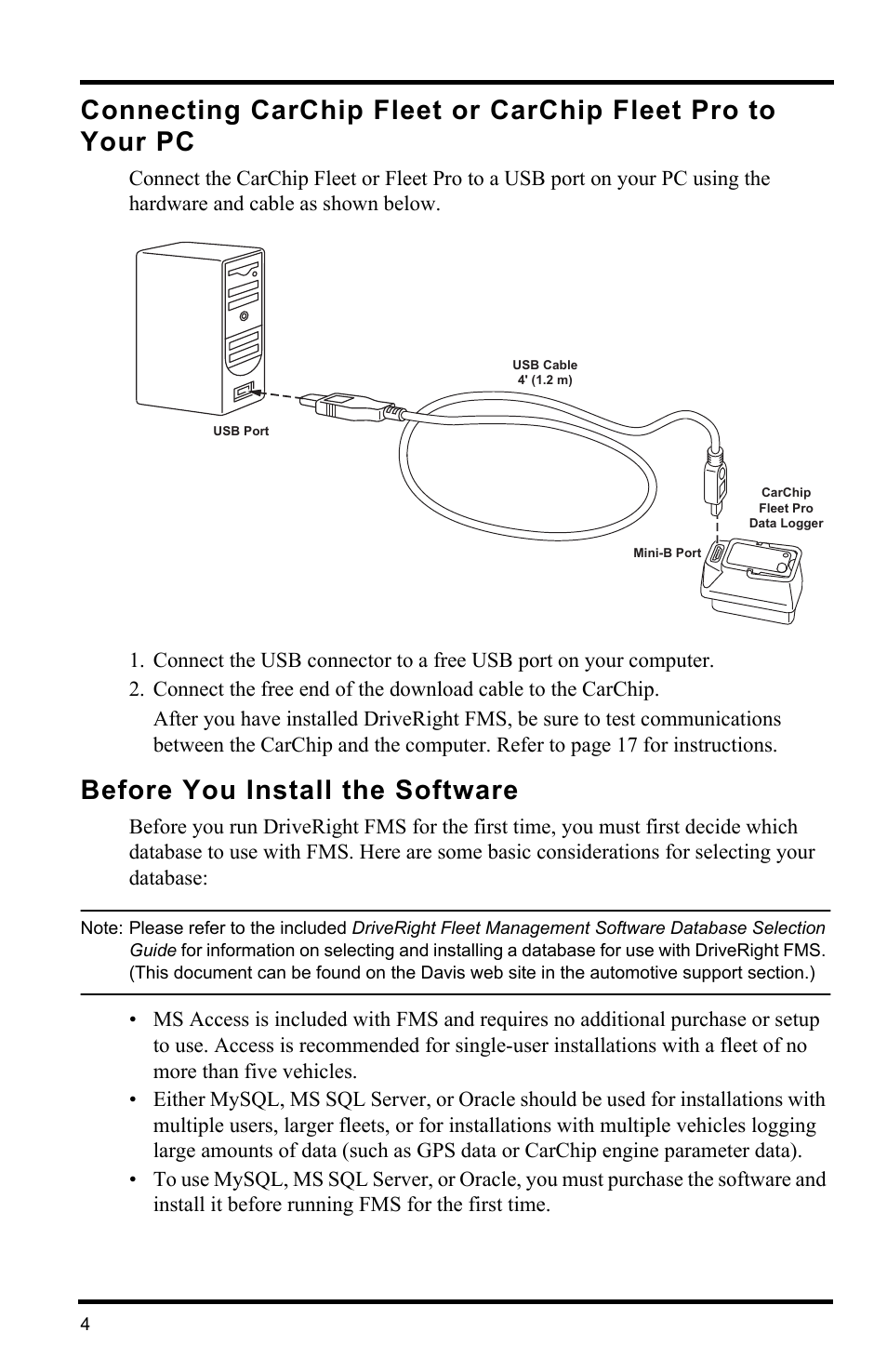 Before you install the software | DAVIS FMS DriveRight Getting Started Guide (8186) User Manual | Page 8 / 24