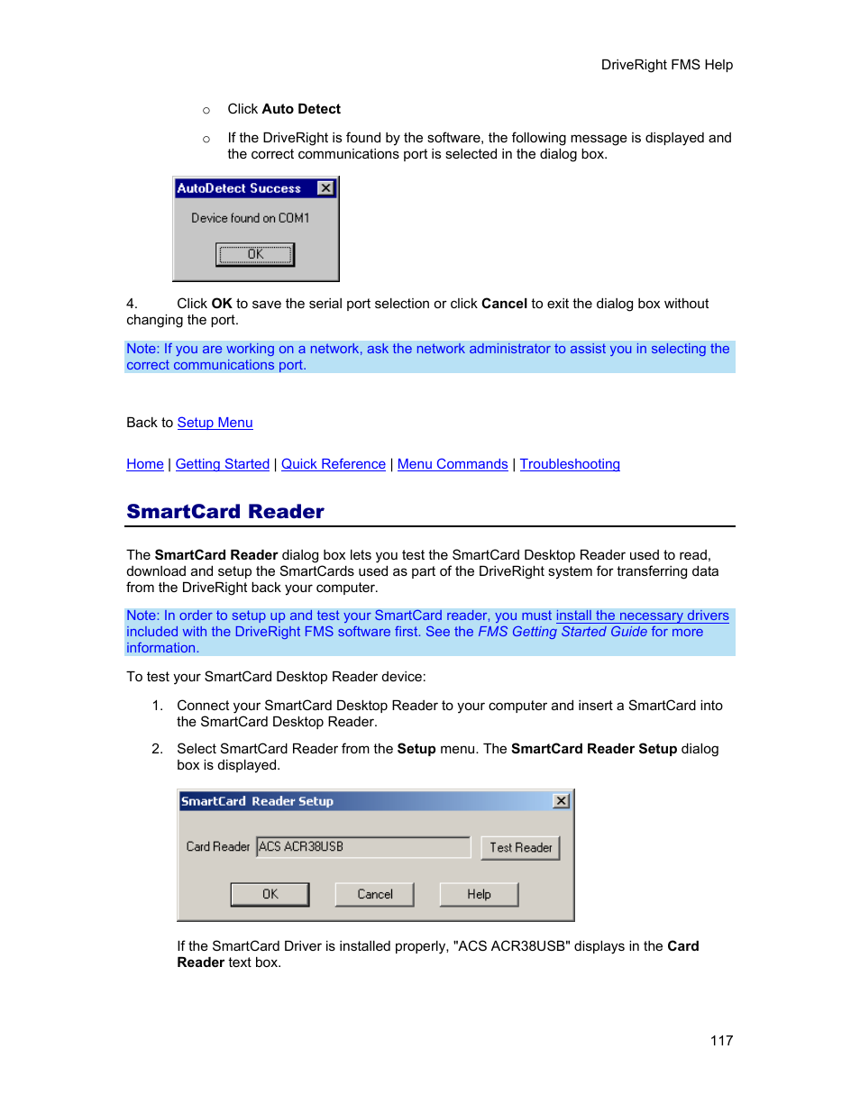 Smartcard reader, Lets you sele | DAVIS FMS 3.9.3 DriveRight (8186) User Manual | Page 129 / 286