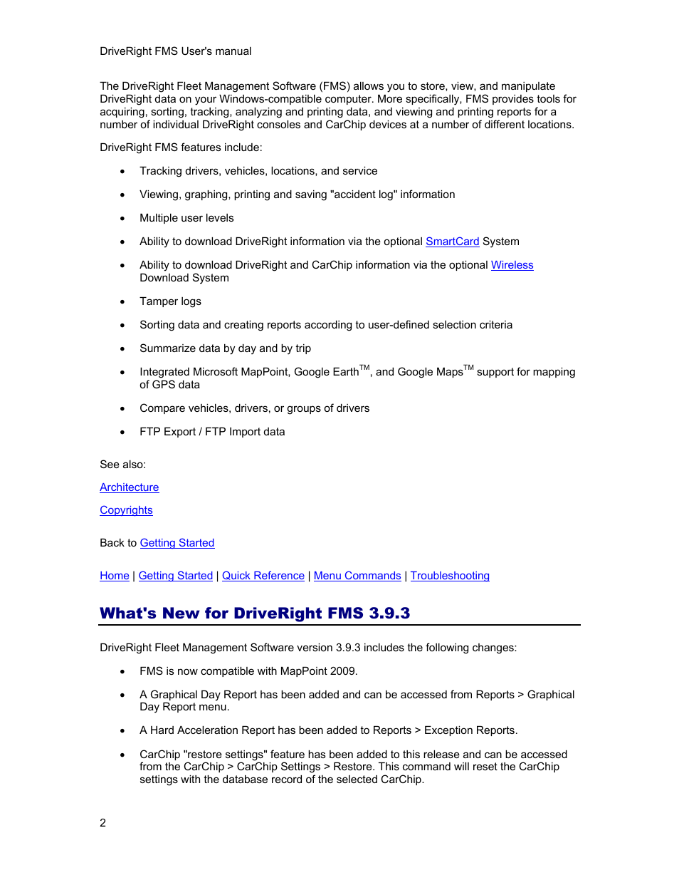 What's new for driveright fms 3.9.3 | DAVIS FMS 3.9.3 DriveRight (8186) User Manual | Page 14 / 286