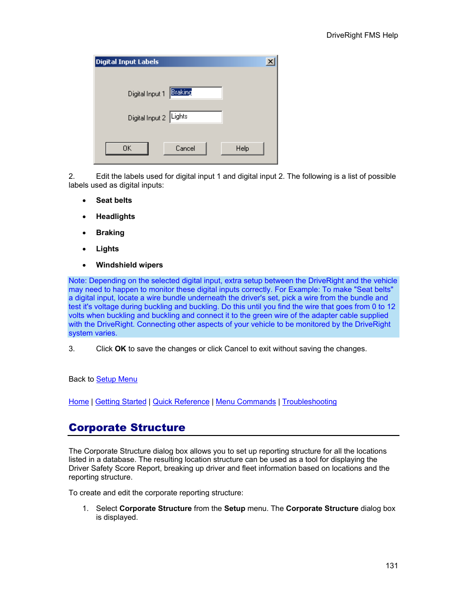 Corporate structure, Corporate, Structure | As one of the ap, Menu, The corpo | DAVIS FMS 3.9.3 DriveRight (8186) User Manual | Page 143 / 286