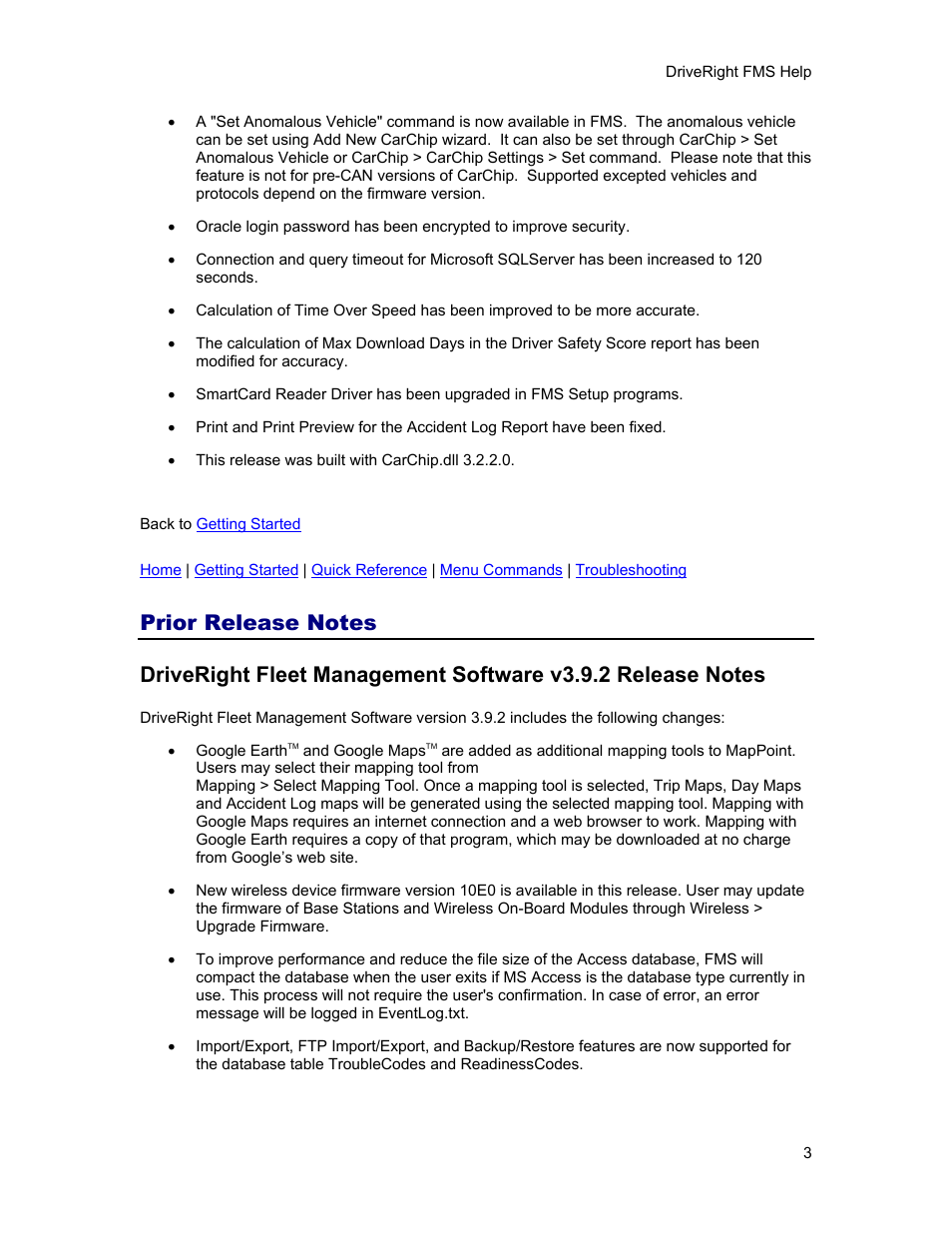 Prior release notes | DAVIS FMS 3.9.3 DriveRight (8186) User Manual | Page 15 / 286