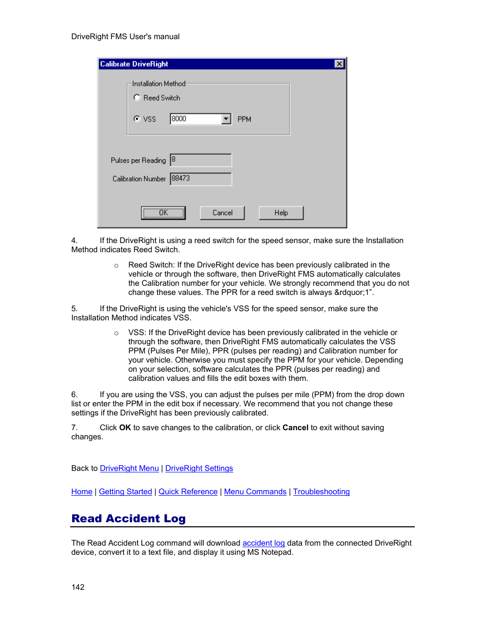 Read accident log | DAVIS FMS 3.9.3 DriveRight (8186) User Manual | Page 154 / 286