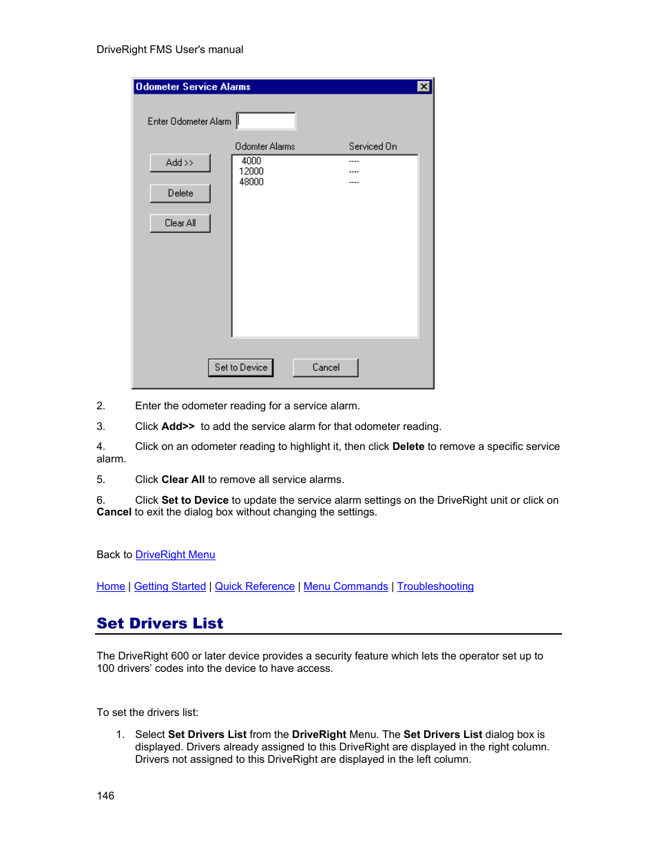 Set drivers list | DAVIS FMS 3.9.3 DriveRight (8186) User Manual | Page 158 / 286