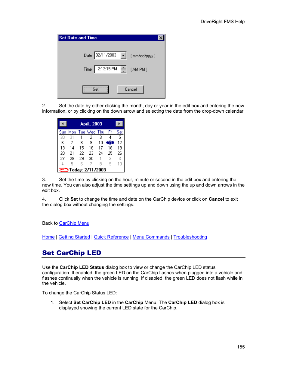 Set carchip led | DAVIS FMS 3.9.3 DriveRight (8186) User Manual | Page 167 / 286