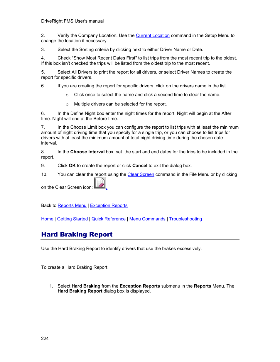 Hard braking report | DAVIS FMS 3.9.3 DriveRight (8186) User Manual | Page 236 / 286