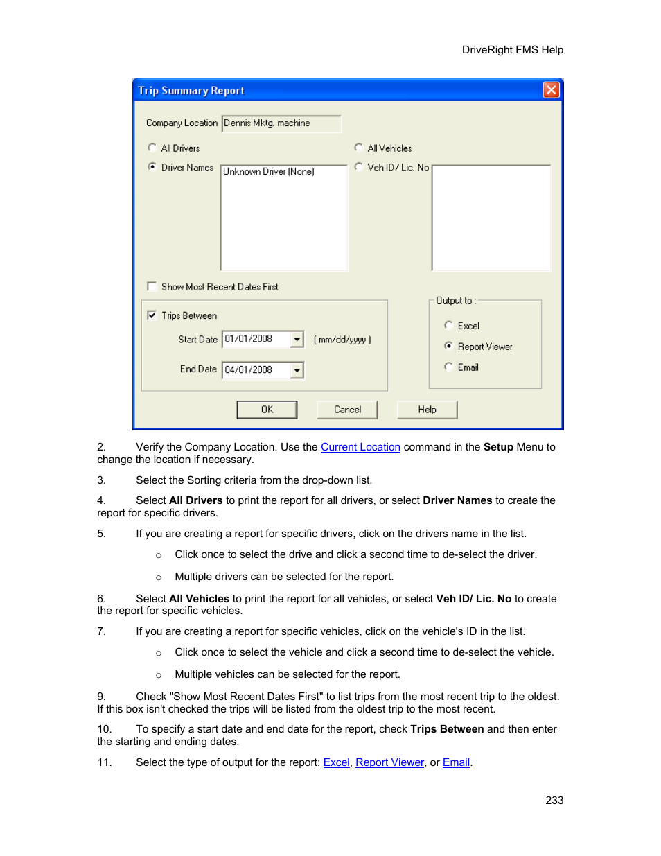 DAVIS FMS 3.9.3 DriveRight (8186) User Manual | Page 245 / 286