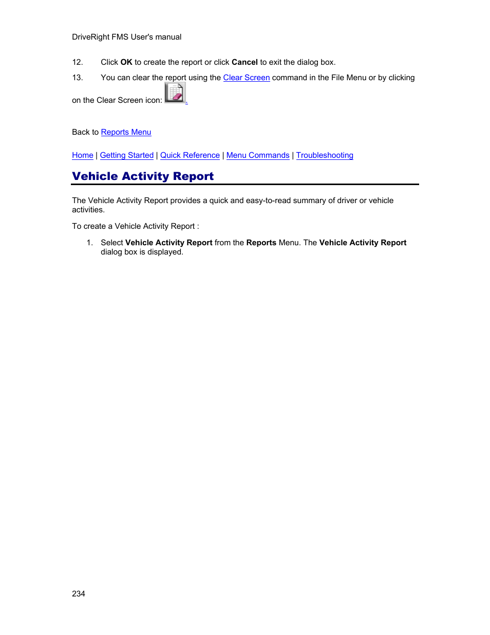 Vehicle activity report, Vehicle activity report, and | DAVIS FMS 3.9.3 DriveRight (8186) User Manual | Page 246 / 286