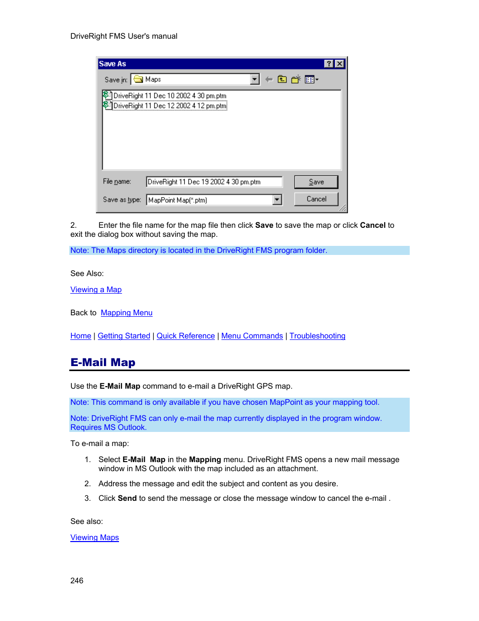 E-mail map | DAVIS FMS 3.9.3 DriveRight (8186) User Manual | Page 258 / 286