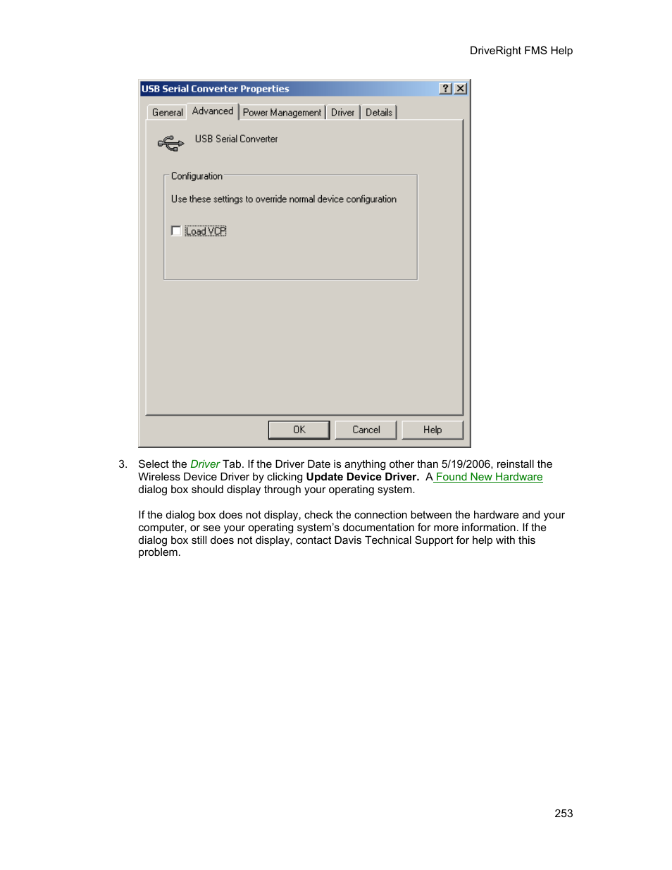 DAVIS FMS 3.9.3 DriveRight (8186) User Manual | Page 265 / 286