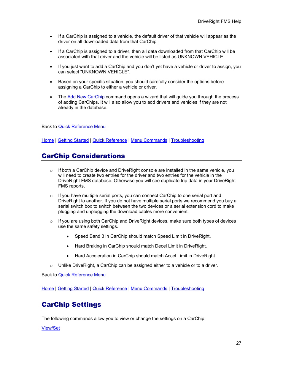 Carchip considerations, Carchip settings, Carchip | Settings, Dialog box, Led. the | DAVIS FMS 3.9.3 DriveRight (8186) User Manual | Page 39 / 286