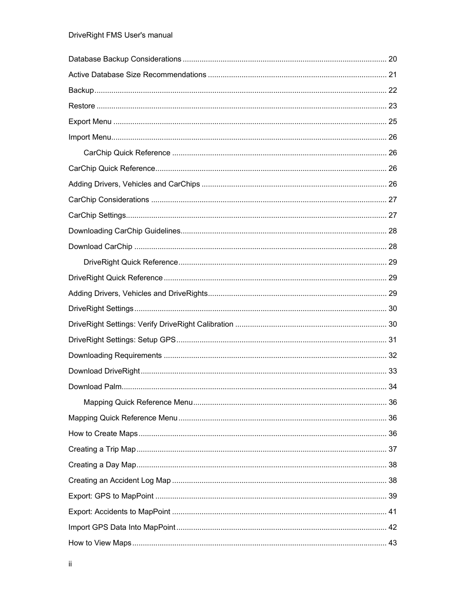 DAVIS FMS 3.9.3 DriveRight (8186) User Manual | Page 4 / 286