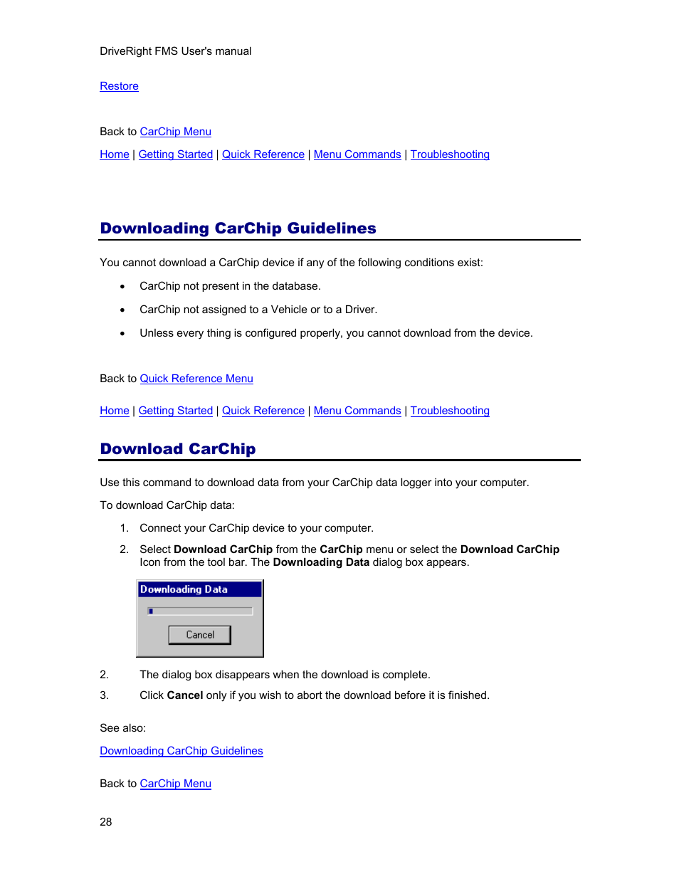 Downloading carchip guidelines, Download carchip | DAVIS FMS 3.9.3 DriveRight (8186) User Manual | Page 40 / 286
