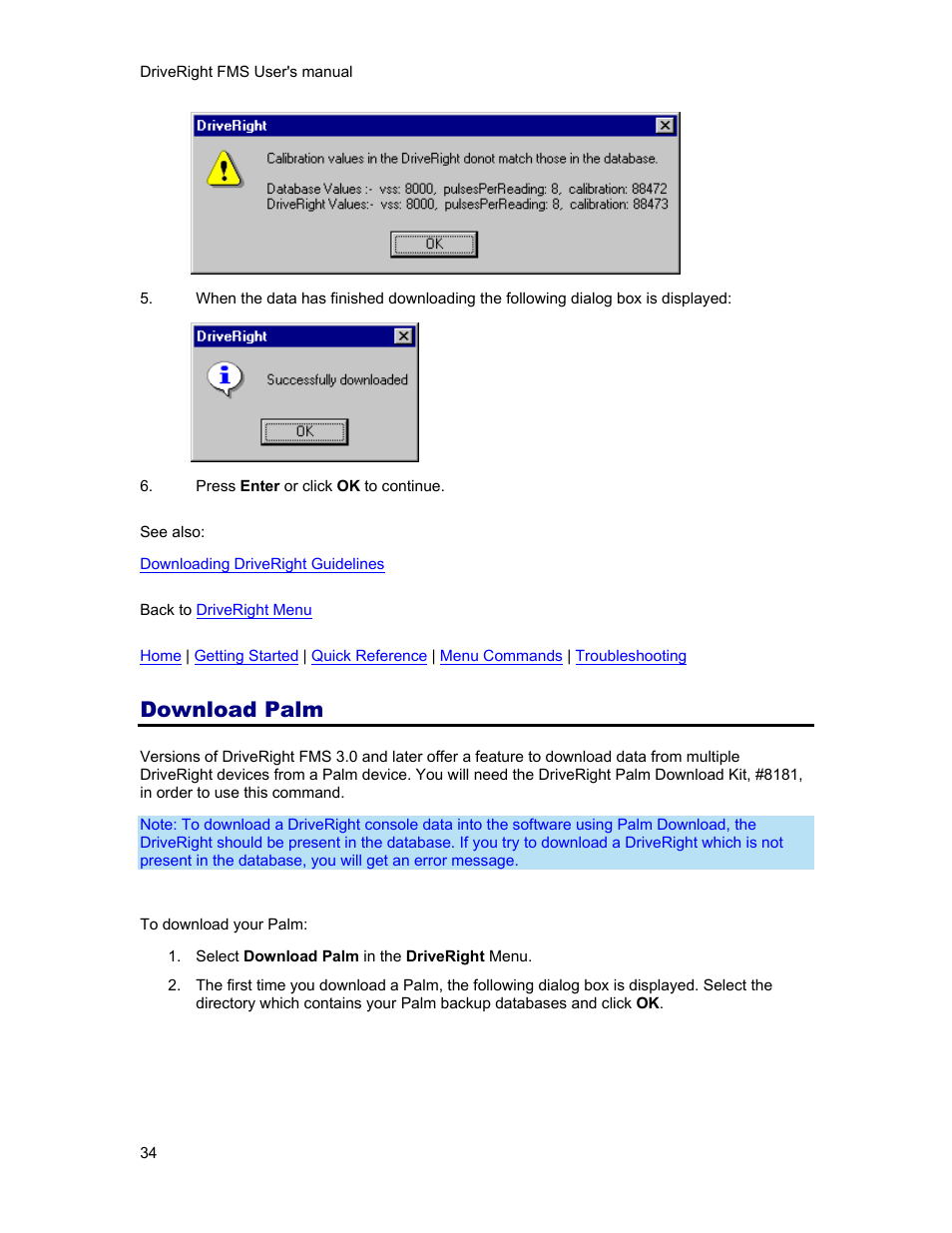 Download palm | DAVIS FMS 3.9.3 DriveRight (8186) User Manual | Page 46 / 286