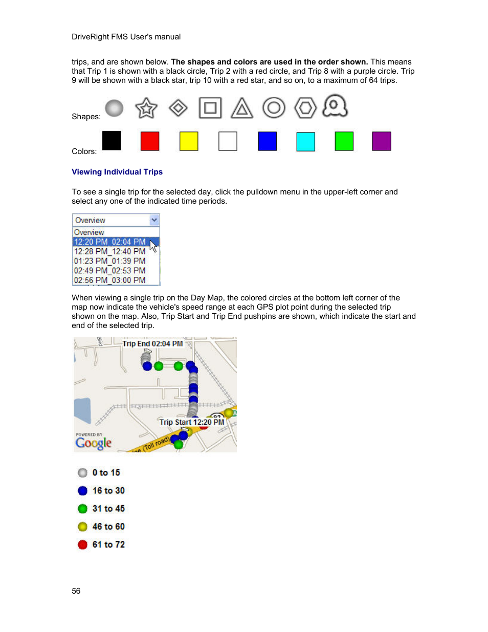 Viewing individual trips | DAVIS FMS 3.9.3 DriveRight (8186) User Manual | Page 68 / 286