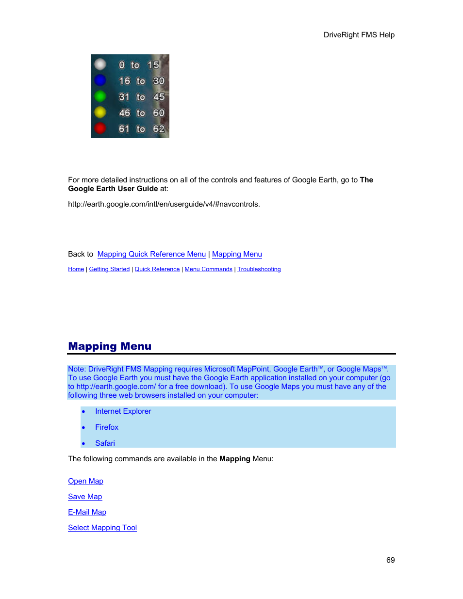 Mapping menu | DAVIS FMS 3.9.3 DriveRight (8186) User Manual | Page 81 / 286