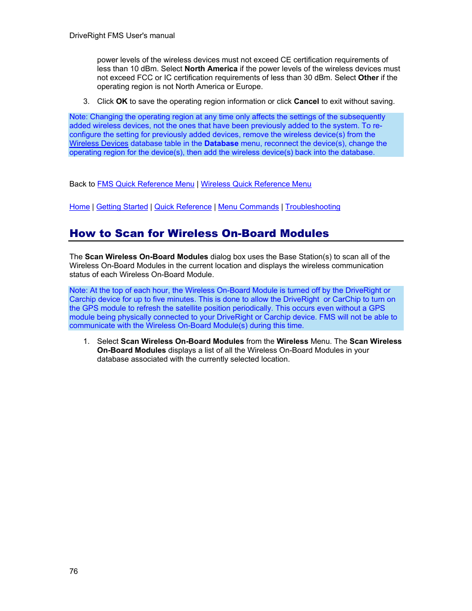 How to scan for wireless on-board modules | DAVIS FMS 3.9.3 DriveRight (8186) User Manual | Page 88 / 286