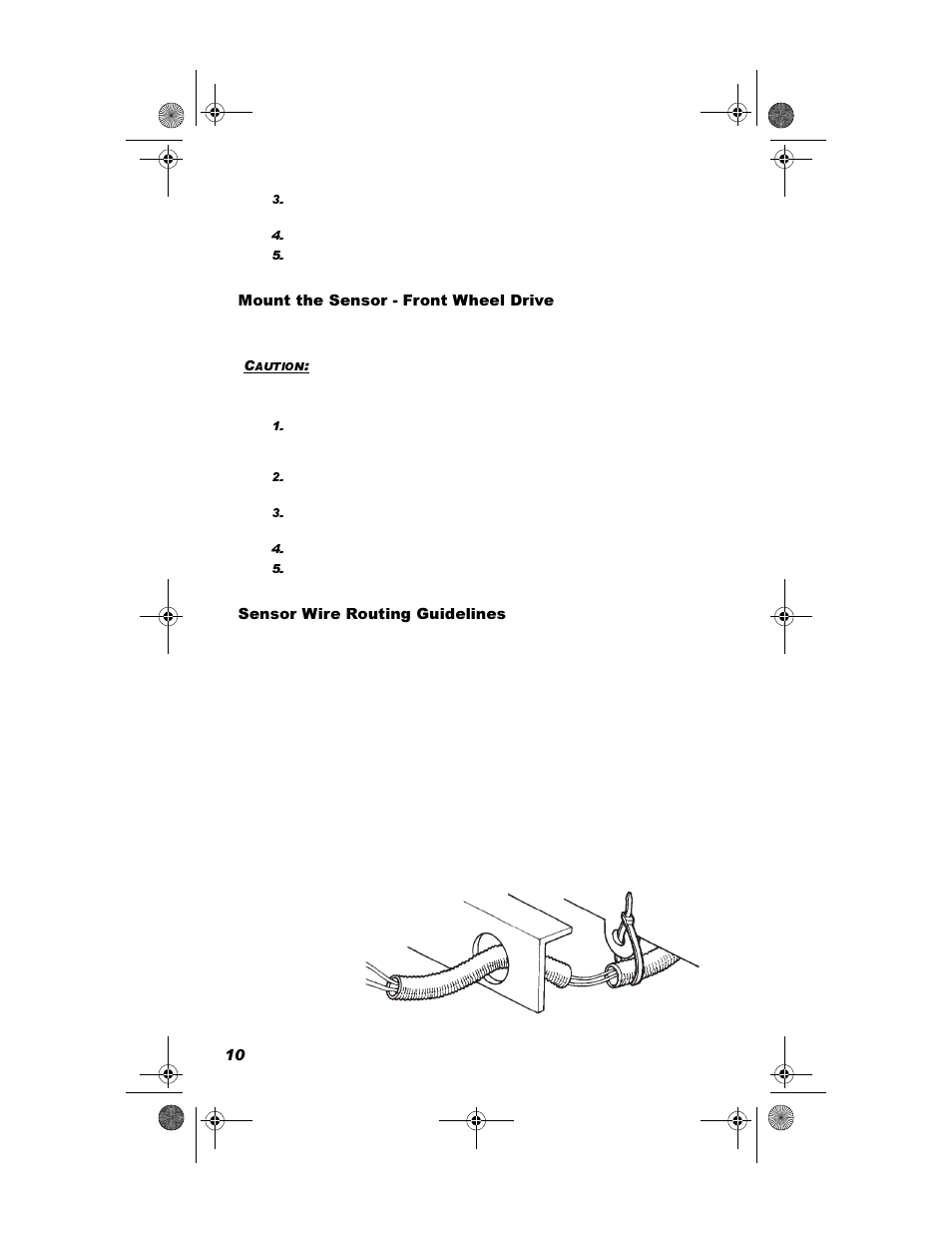 Mount the sensor - front wheel drive, Sensor wire routing guidelines | DAVIS DriveRight 600E GD/HD Installation Guide (8126GD, 8126HD) User Manual | Page 12 / 24