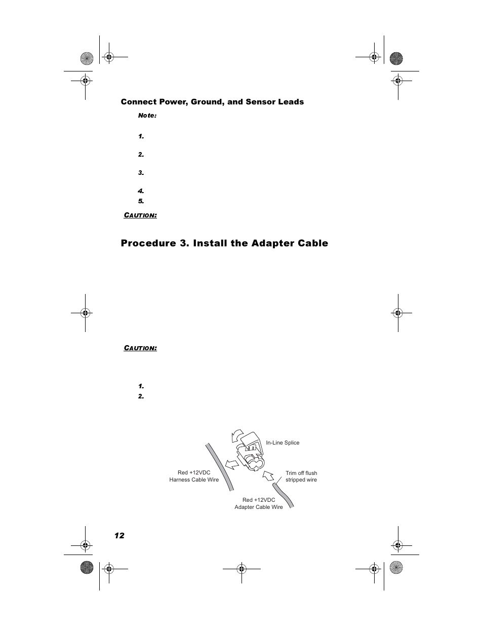 Connect power, ground, and sensor leads, Procedure 3. install the adapter cable, 3urfhgxuh  ,qvwdoo wkh $gdswhu &deoh | DAVIS DriveRight 600E GD/HD Installation Guide (8126GD, 8126HD) User Manual | Page 14 / 24