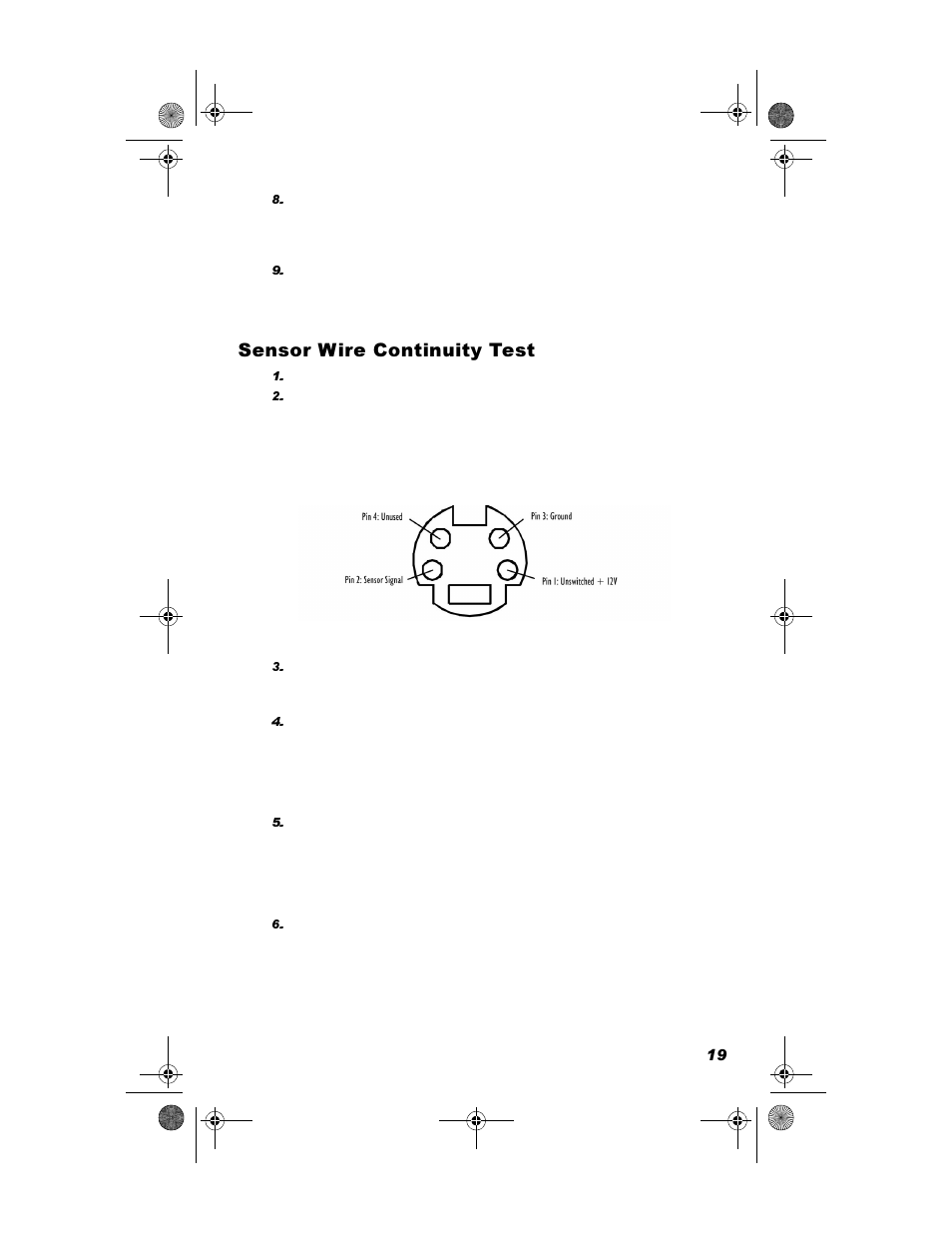 Sensor wire continuity test, 6hqvru :luh &rqwlqxlw\ 7hvw | DAVIS DriveRight 600E GD/HD Installation Guide (8126GD, 8126HD) User Manual | Page 21 / 24