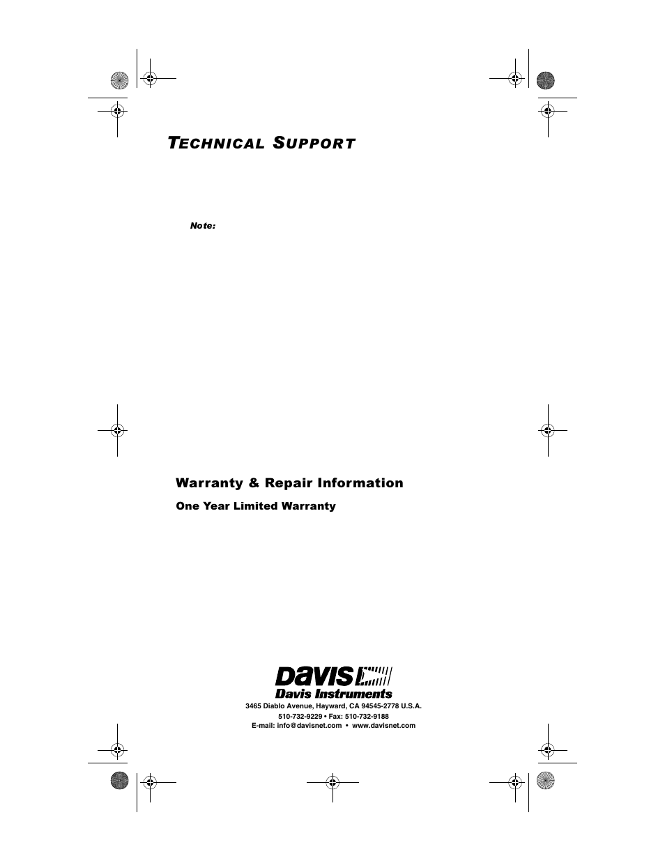 Technical support, Duudqw\ 5hsdlu ,qirupdwlrq | DAVIS DriveRight 600E GD/HD Installation Guide (8126GD, 8126HD) User Manual | Page 24 / 24