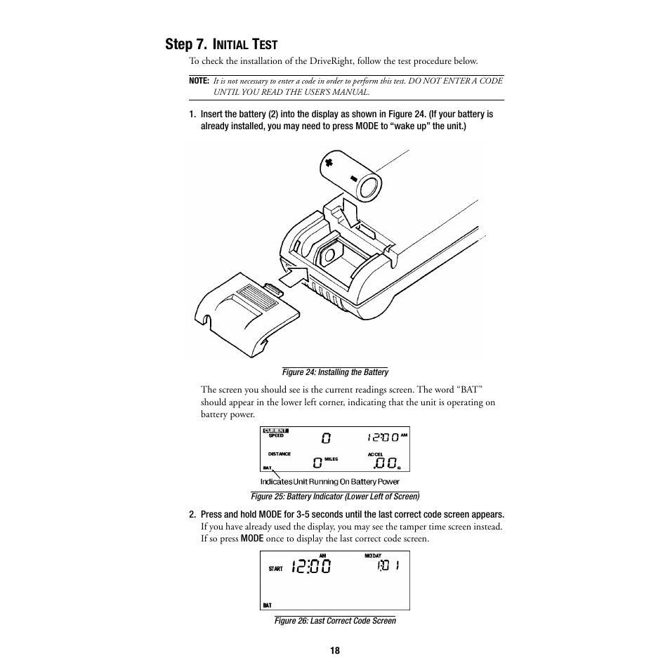 Step 7. initial test, Step 7. i | DAVIS DriveRight Installation - GD (All DriveRight Models) User Manual | Page 19 / 25