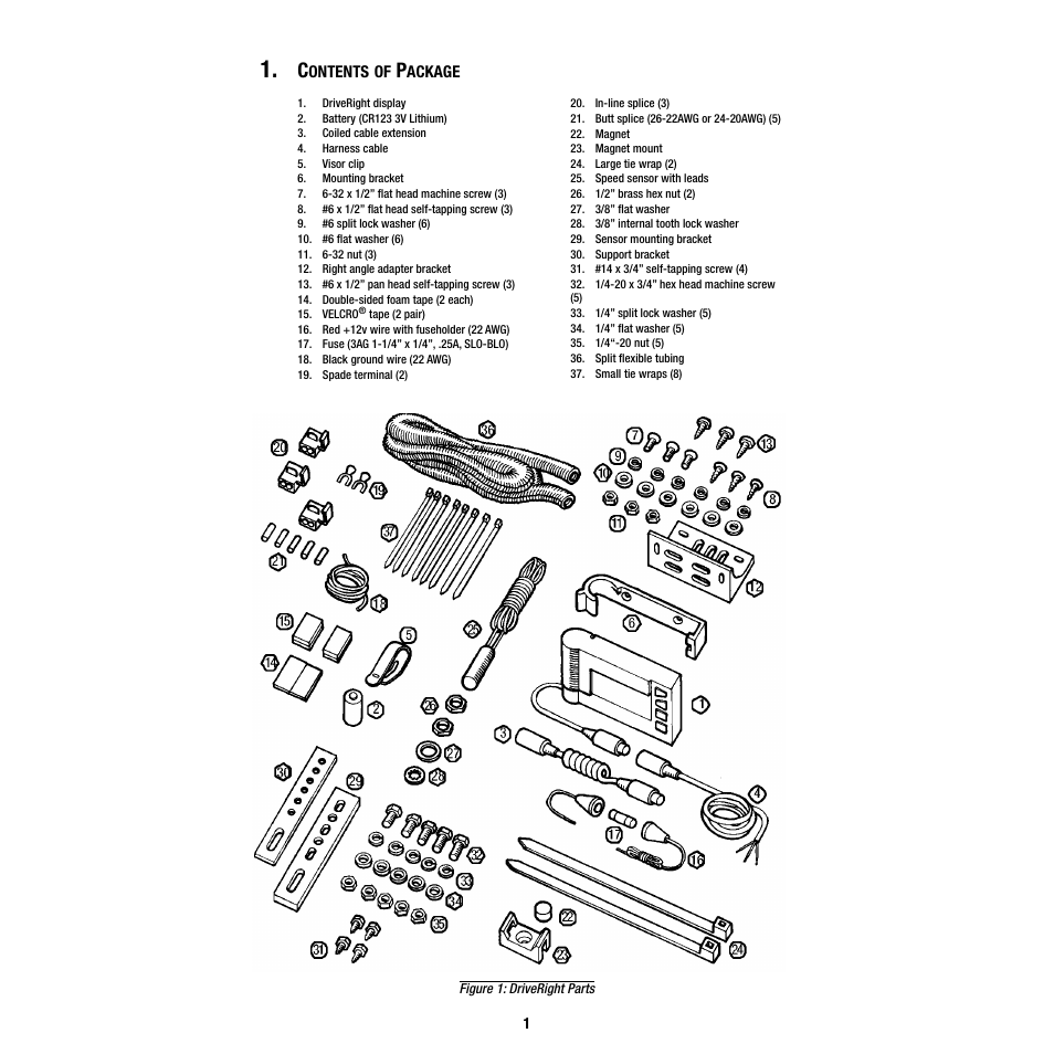 Contents of package | DAVIS DriveRight Installation - GD (All DriveRight Models) User Manual | Page 2 / 25