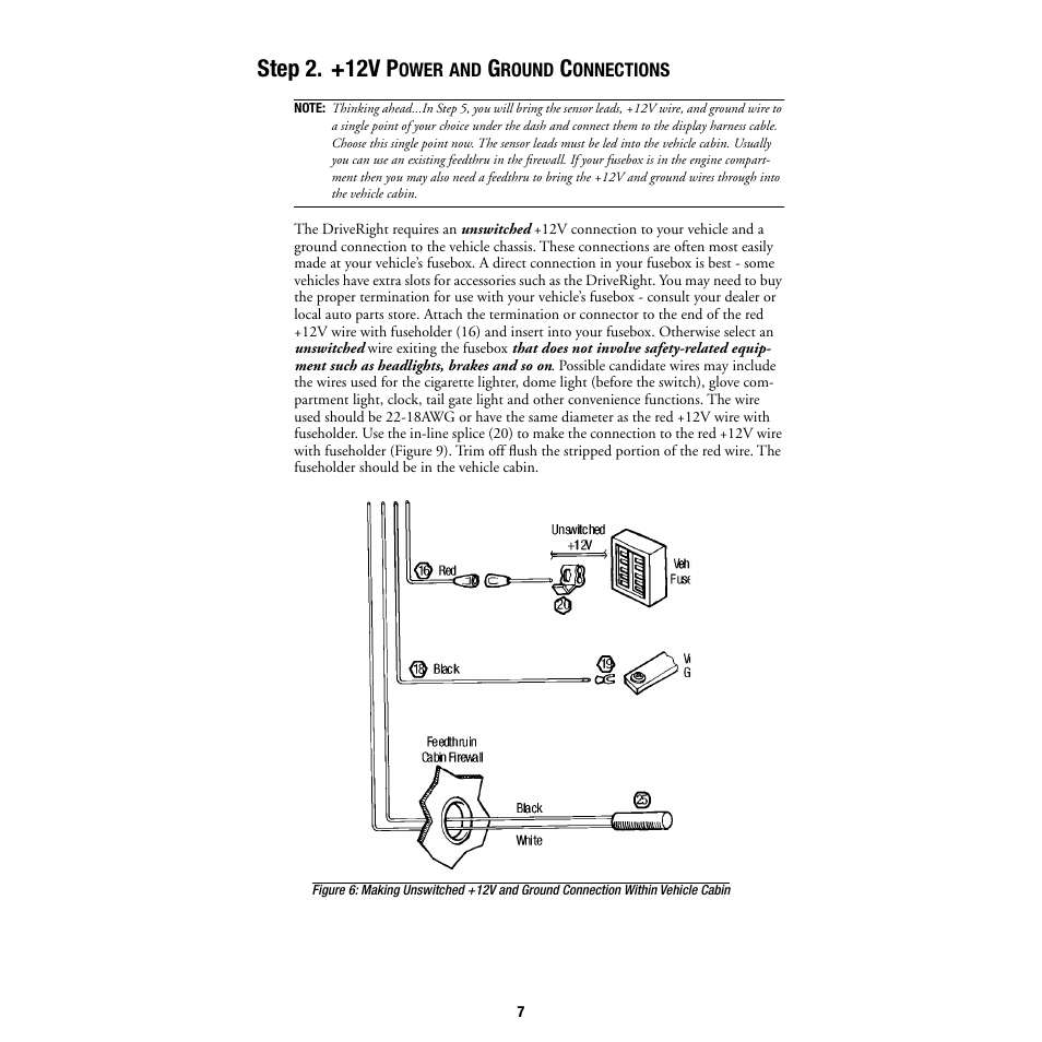 Step 2. +12v power and ground connections, Step 2. +12v p | DAVIS DriveRight Installation - GD (All DriveRight Models) User Manual | Page 8 / 25