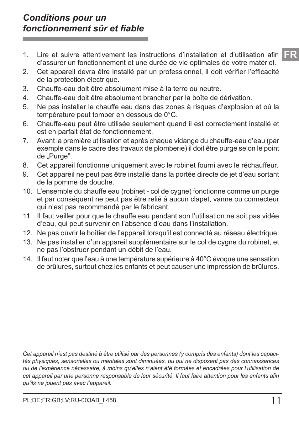 Conditions pour un fonctionnement sûr et fiable | KOSPEL EPJ.P-PRIMUS User Manual | Page 11 / 28