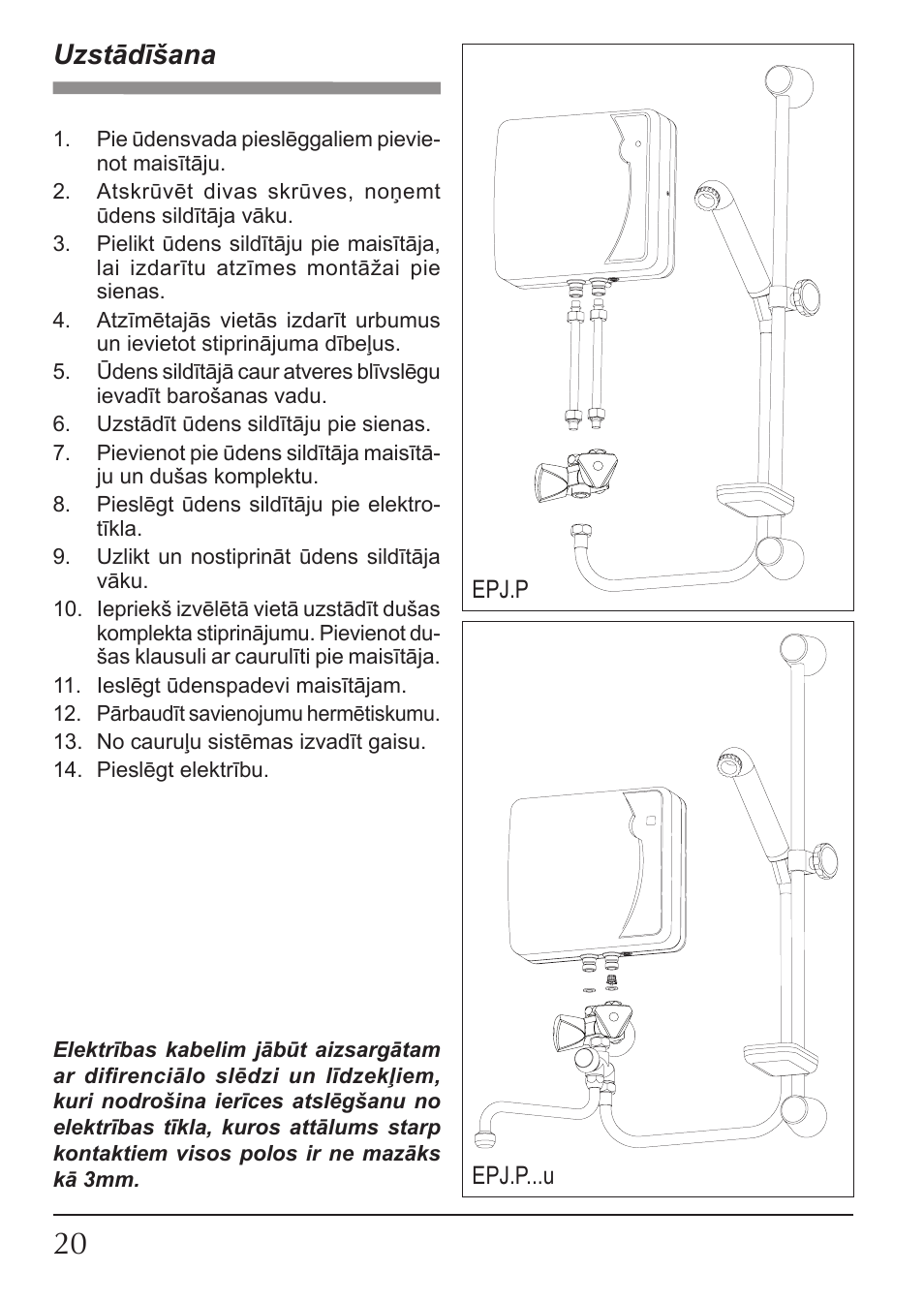 Uzstādīšana | KOSPEL EPJ.P-PRIMUS User Manual | Page 20 / 28