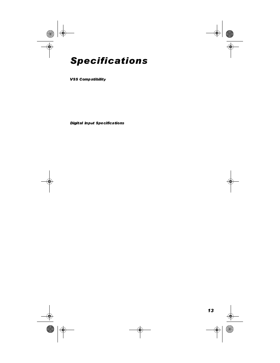 Specifications, Vss compatibility, Digital input specifications | 6shflilfdwlrqv | DAVIS DriveRight Installation - VSS (8156, 8160) User Manual | Page 15 / 16