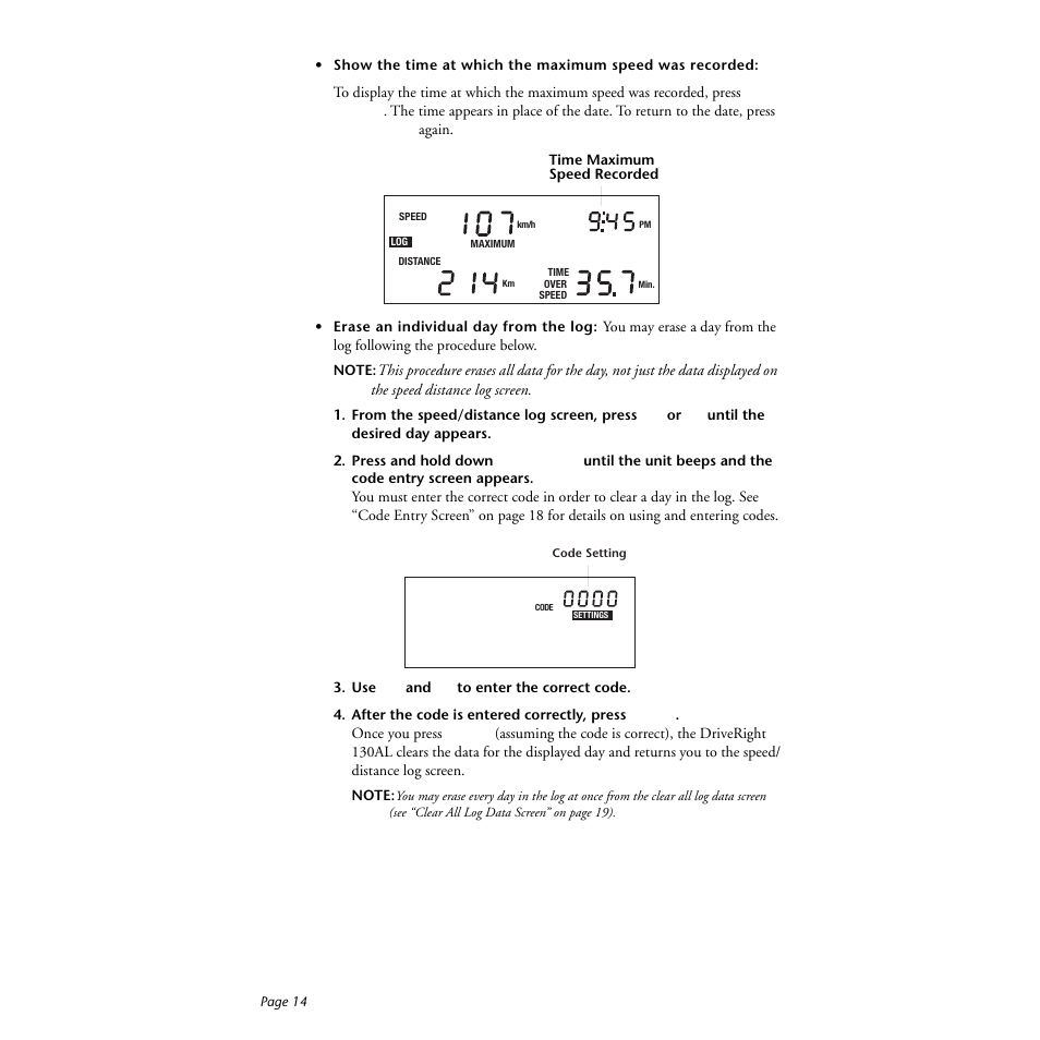 Use "+" and "-" to enter the correct code, After the code is entered correctly, press mode | DAVIS DriveRight 130AL Manual (8140) User Manual | Page 16 / 32