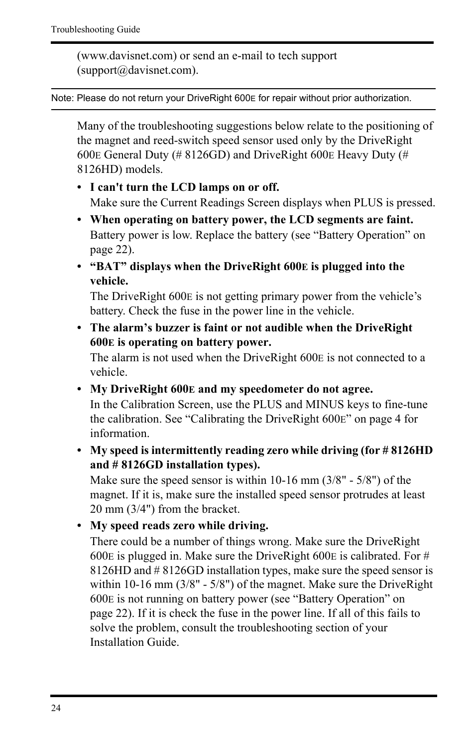 DAVIS DriveRight 600E Users Guide (8126, 8179) User Manual | Page 28 / 32