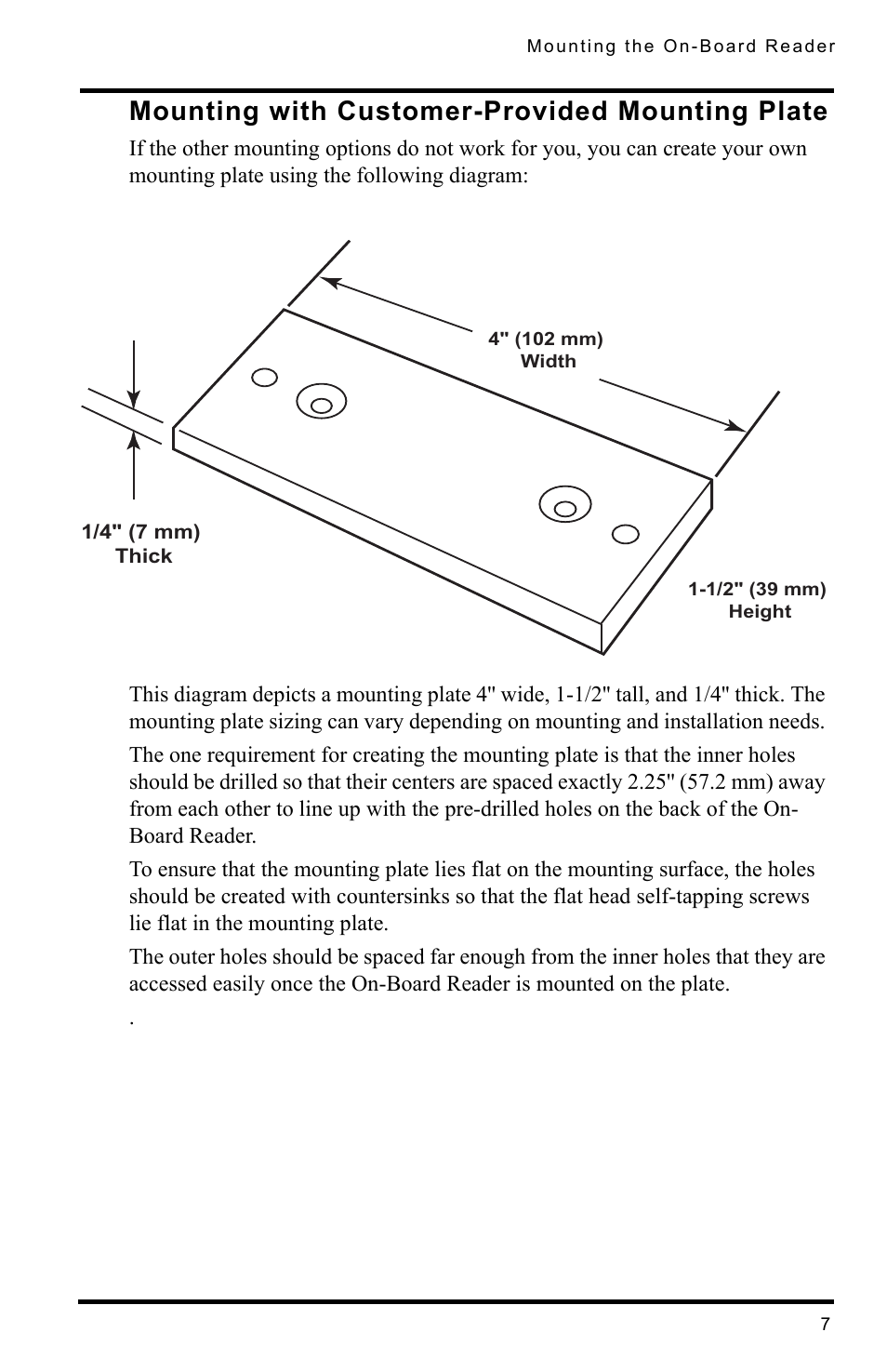 Mounting with customer-provided mounting plate | DAVIS SmartCard Users Guide (8105, 8108, 8112) User Manual | Page 9 / 16
