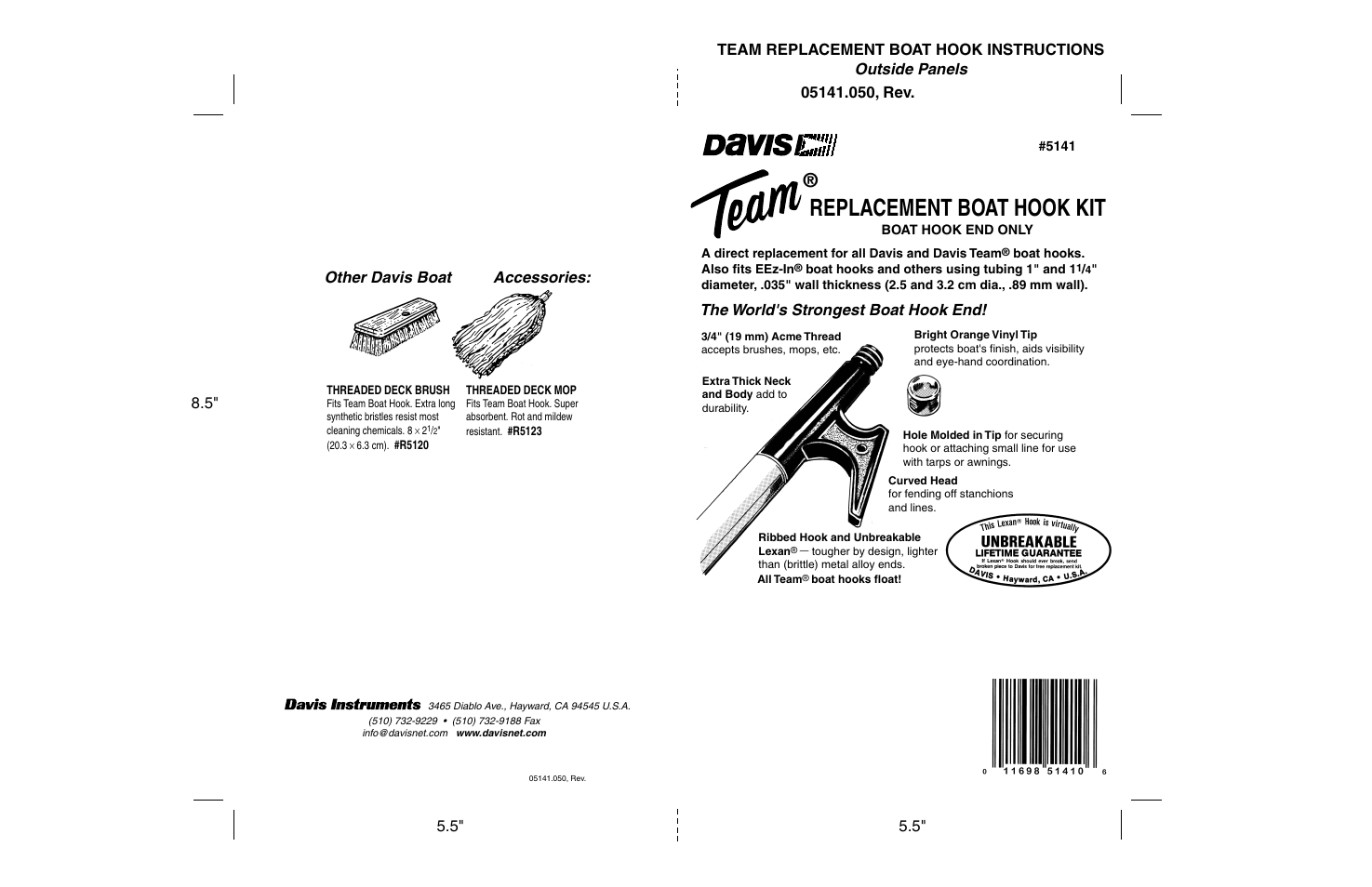 DAVIS Team REPLACEMENT BOAT HOOK KIT User Manual | 2 pages