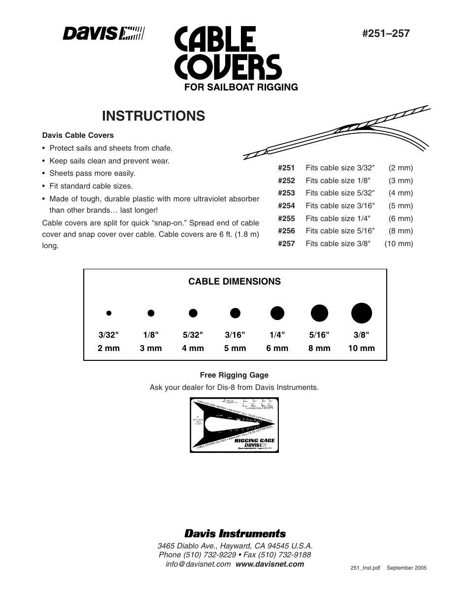 DAVIS Cable Covers User Manual | 1 page