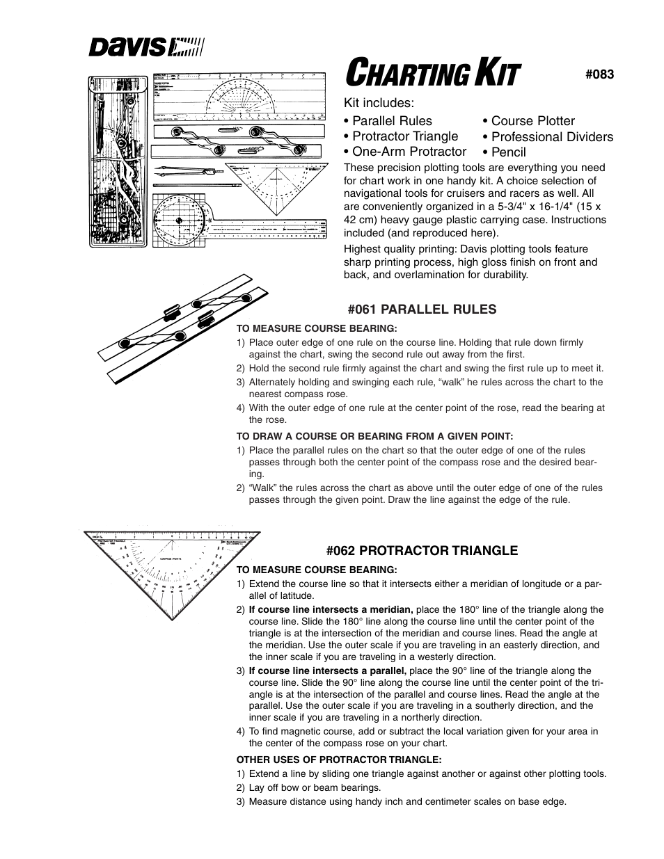 DAVIS Charting Kit User Manual | 4 pages