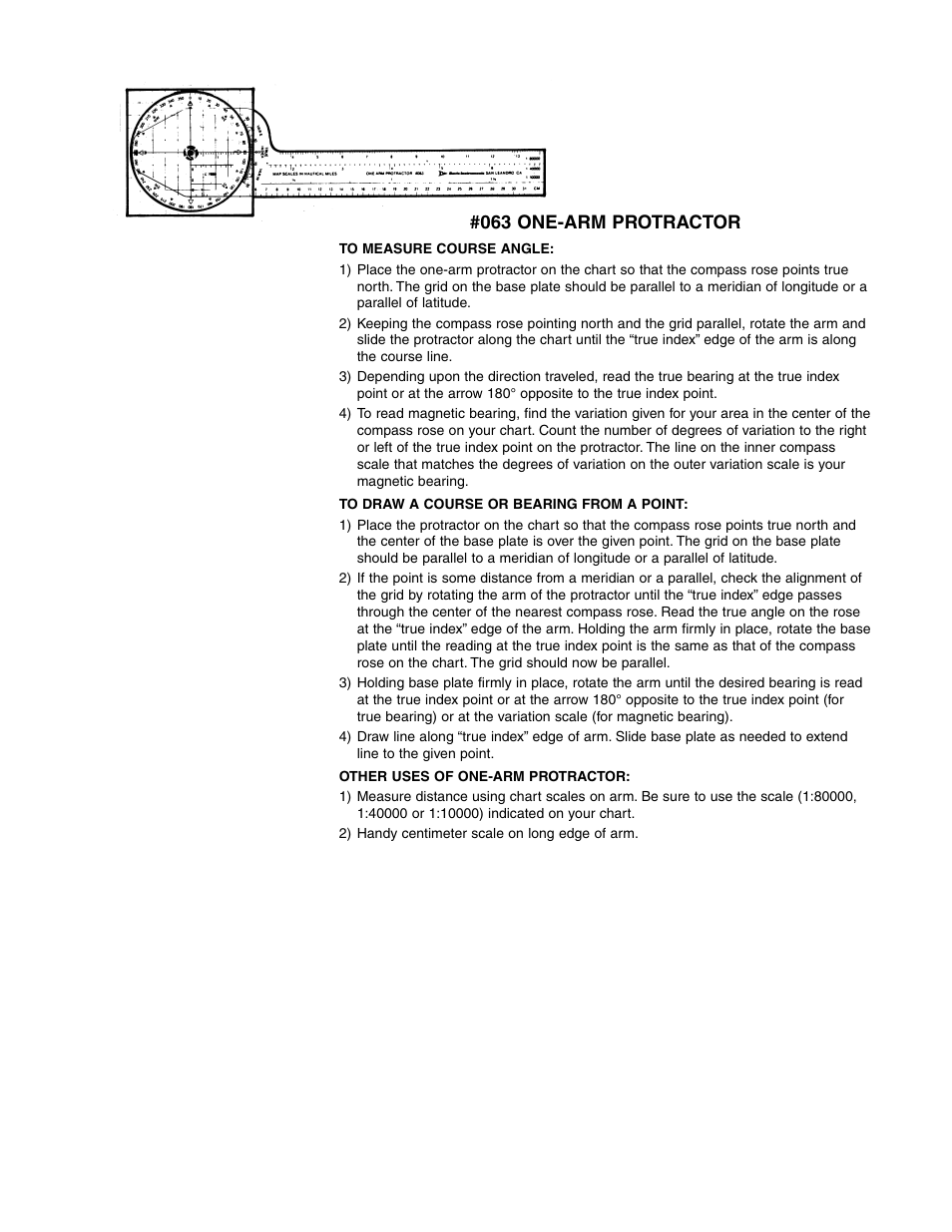 063 one-arm protractor | DAVIS Charting Kit User Manual | Page 2 / 4