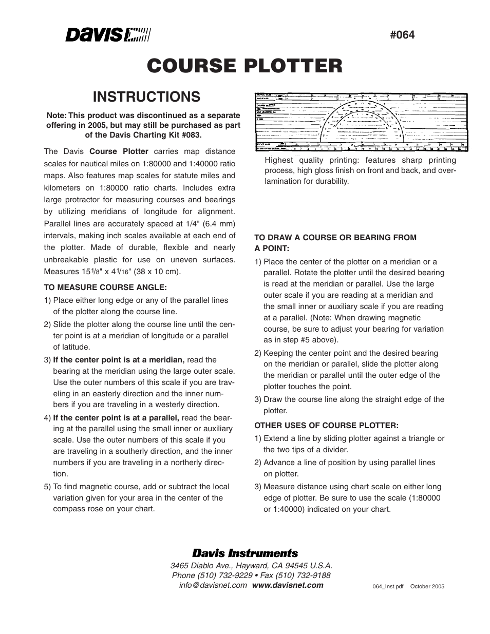 DAVIS Course Plotter User Manual | 1 page