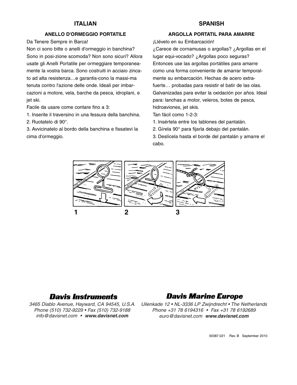 DAVIS DOCK RING User Manual | Page 2 / 2