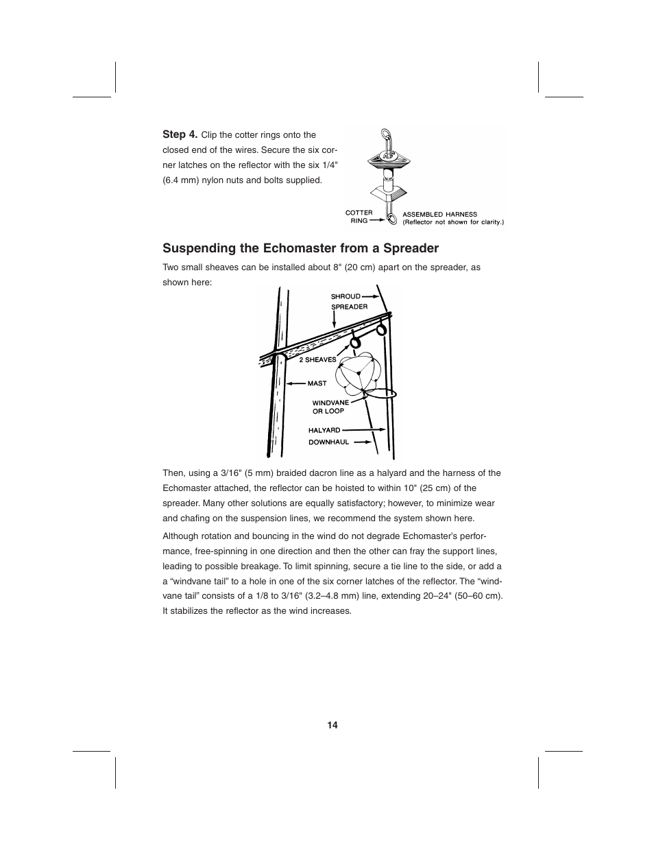 Suspending the echomaster from a spreader | DAVIS EchoMaster Radar Reflector User Manual | Page 14 / 16