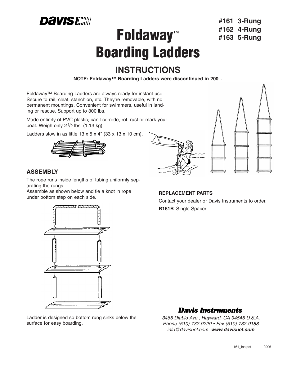 DAVIS Foldaway Boarding Ladders User Manual | 1 page