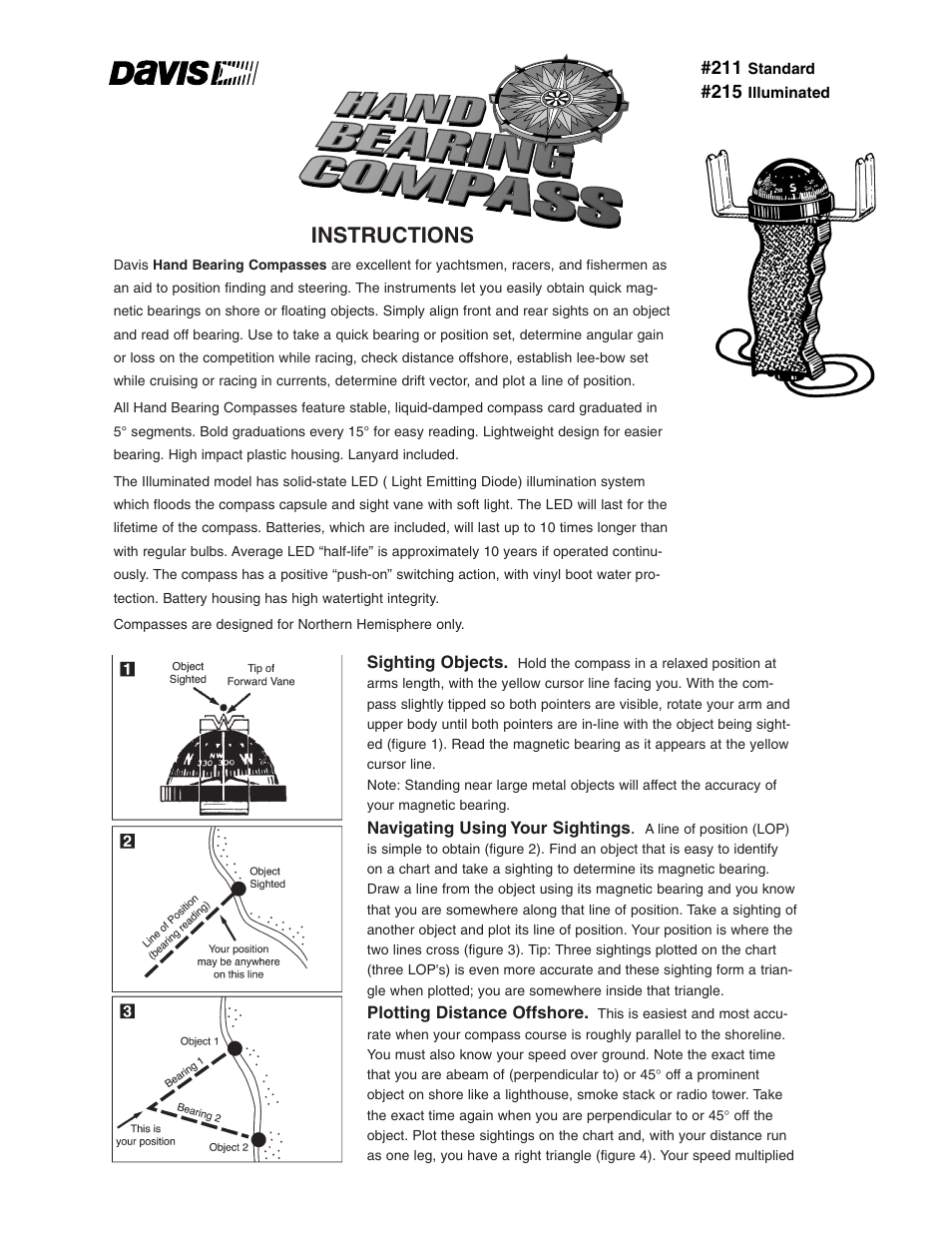 DAVIS Hand Bearing Compass User Manual | 2 pages