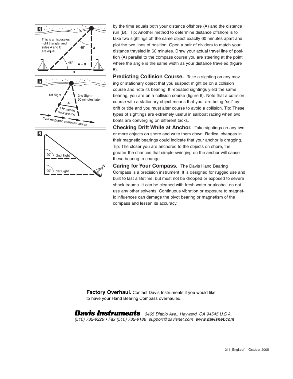 DAVIS Hand Bearing Compass User Manual | Page 2 / 2