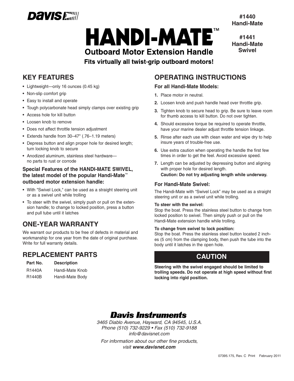 DAVIS Handi-Mate User Manual | 1 page