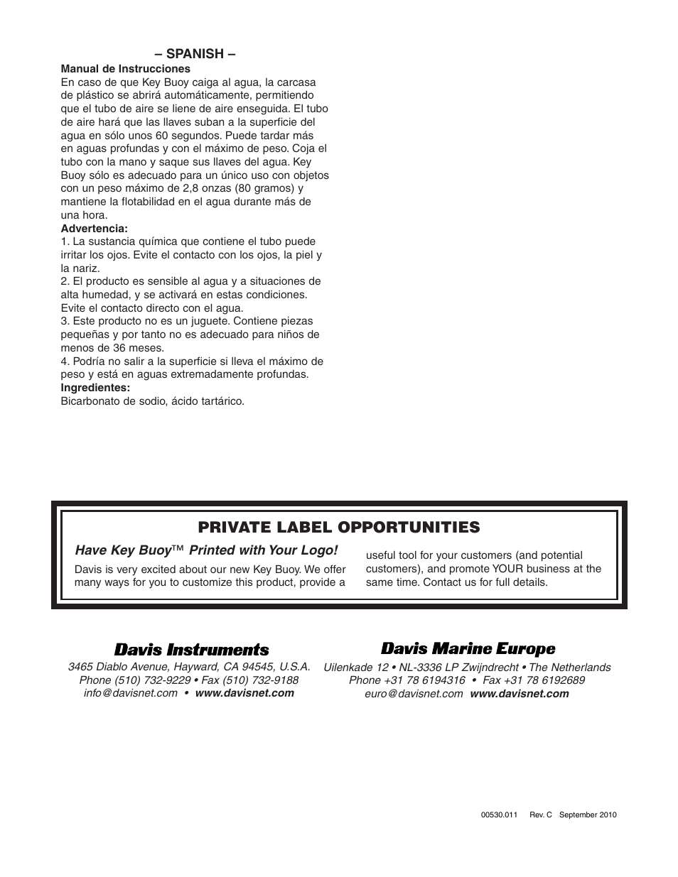 Private label opportunities | DAVIS Should Key Buoy User Manual | Page 3 / 3